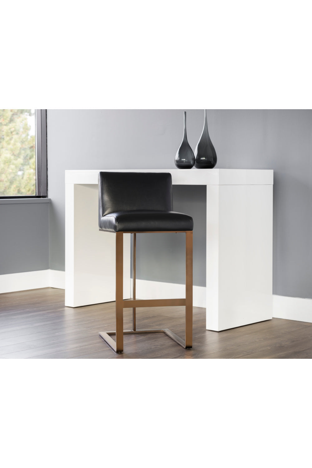 Black Leather Cantilevered Bar Stool by Splendido Dean Barstool, alternate view 8