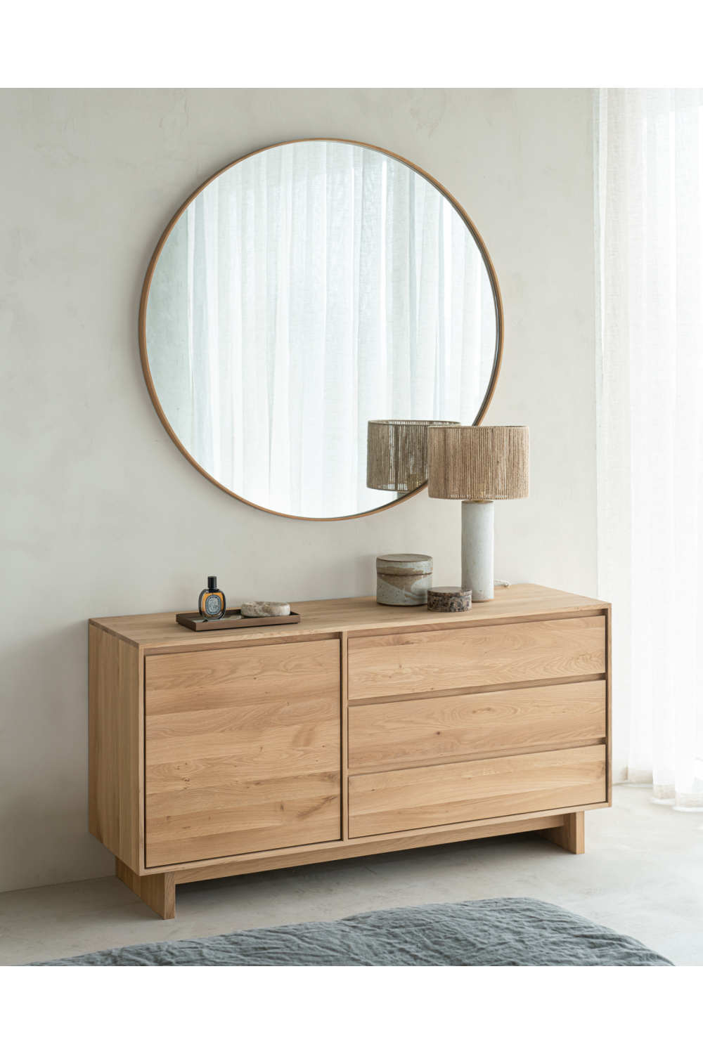 Oak Round Wall Mirror – Layers – oak finish alternate view 7
