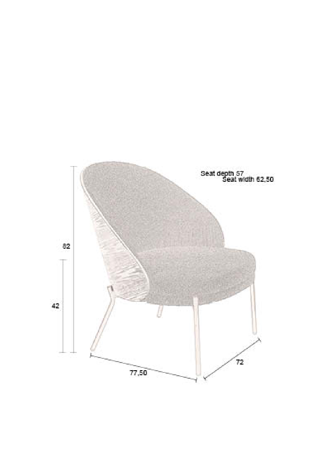 Black Bouclé Curved Lounge Chair | Dutchbone Rodin | OROA.com