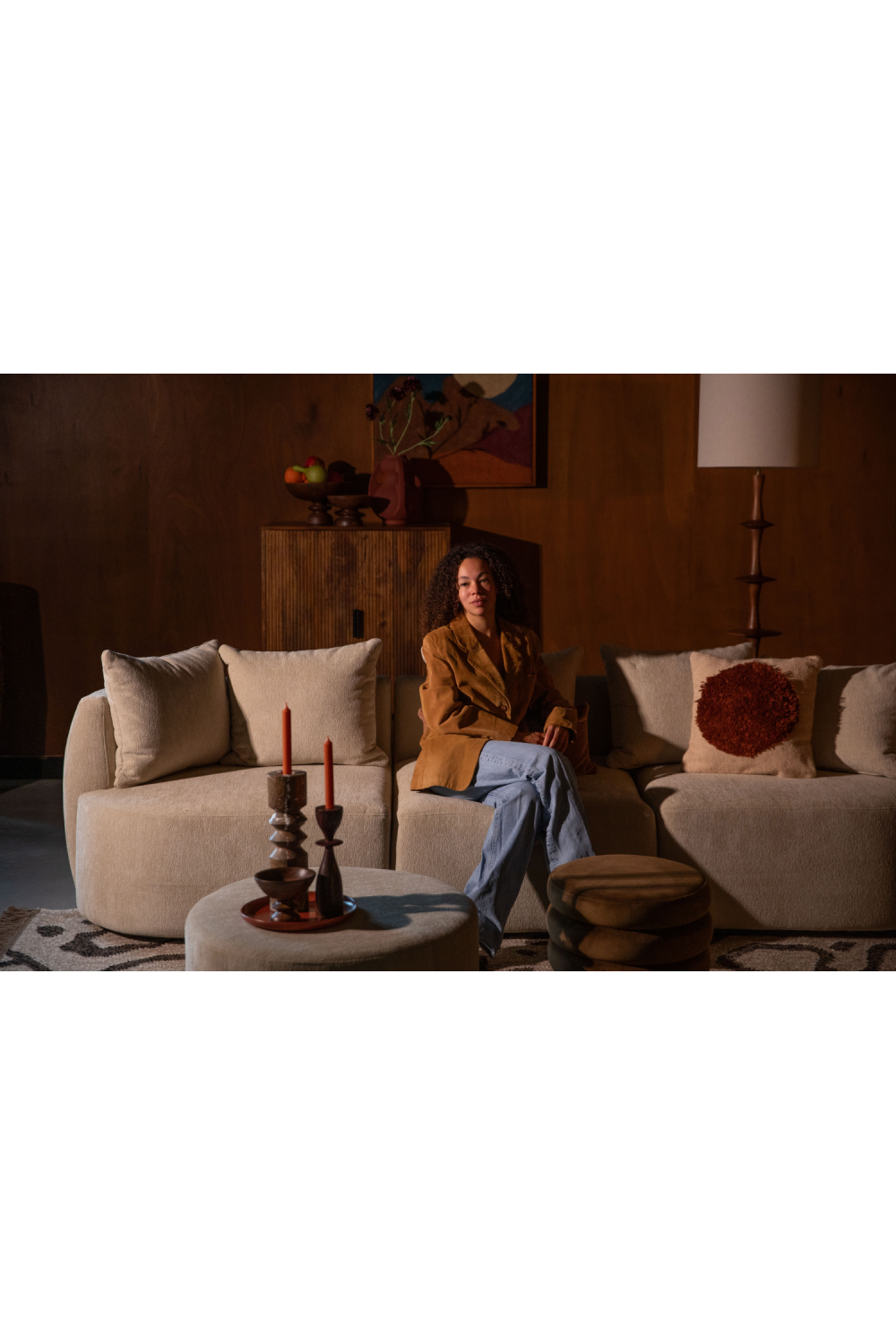 Woven Fabric 3-Seater Sofa | Dutchbone Rocca | OROA.com