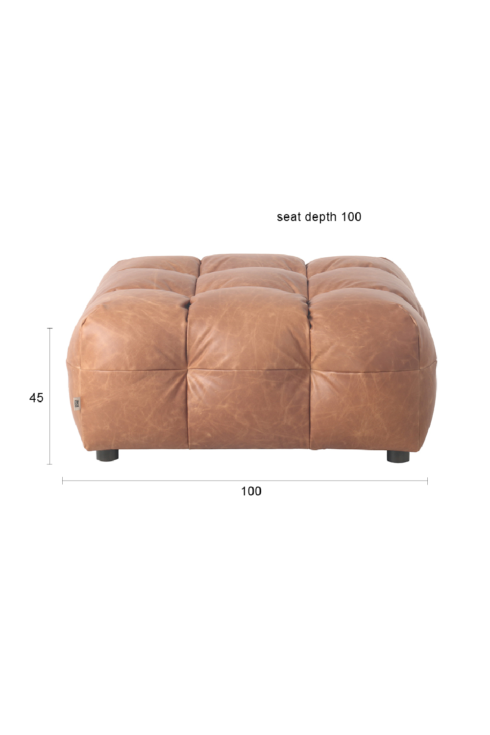 Tufted Leather Ottoman | Dutchbone Hackman | Oroa.com