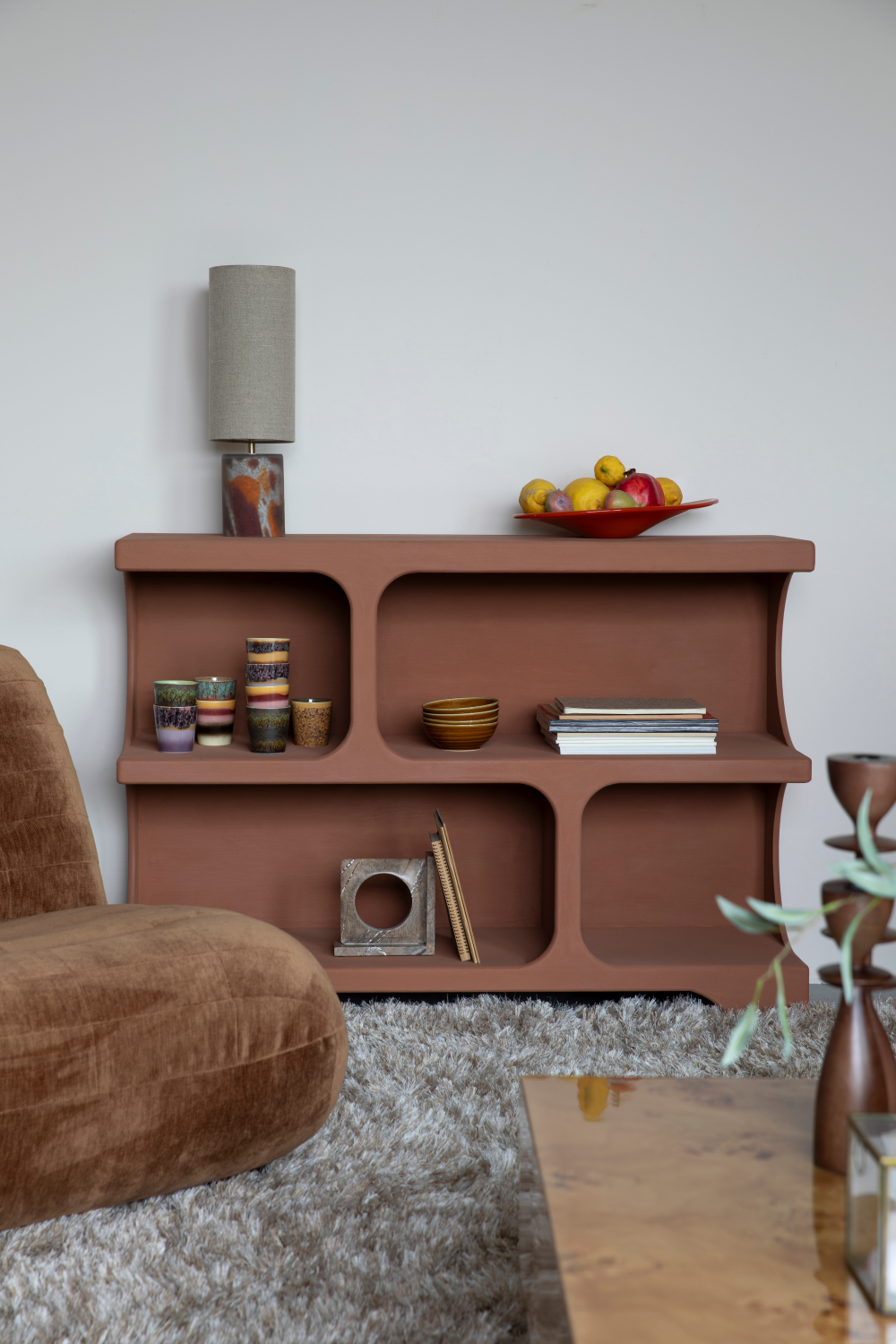 Matte Terracotta Shelf Cabinet | Dutchbone Dundee | Oroa.com