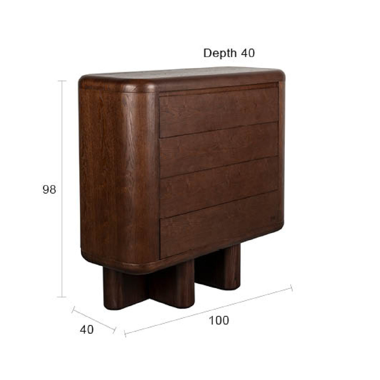 Walnut Wood 3-Drawer Cabinet | Oroa.com