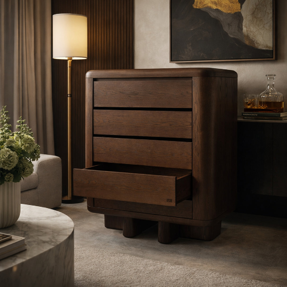 Walnut Wood 3-Drawer Cabinet | Oroa.com