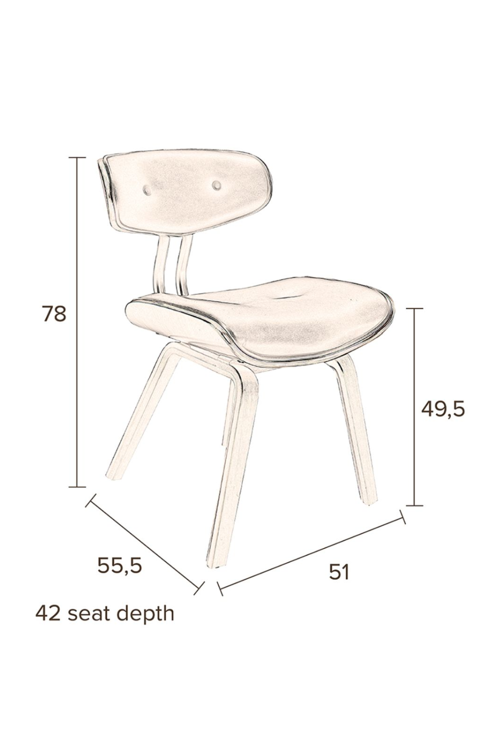 50s Inspired Padded Dining Chair | Dutchbone Blackwood | Oroa.com