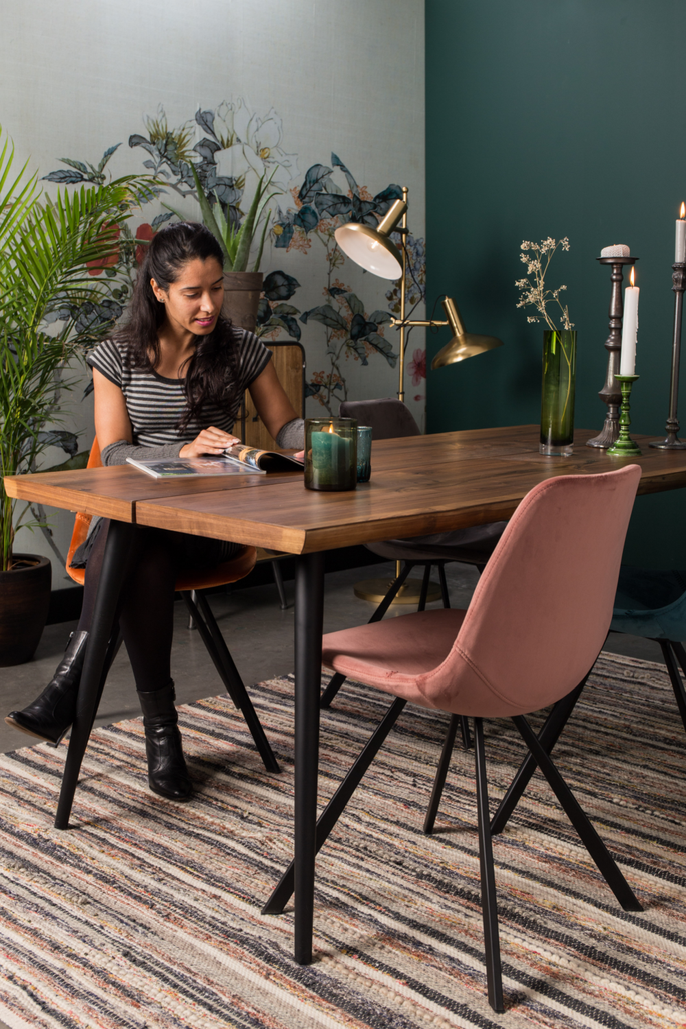 Velvet Upholstered Dining Chairs (2) | Dutchbone Franky | OROA.com