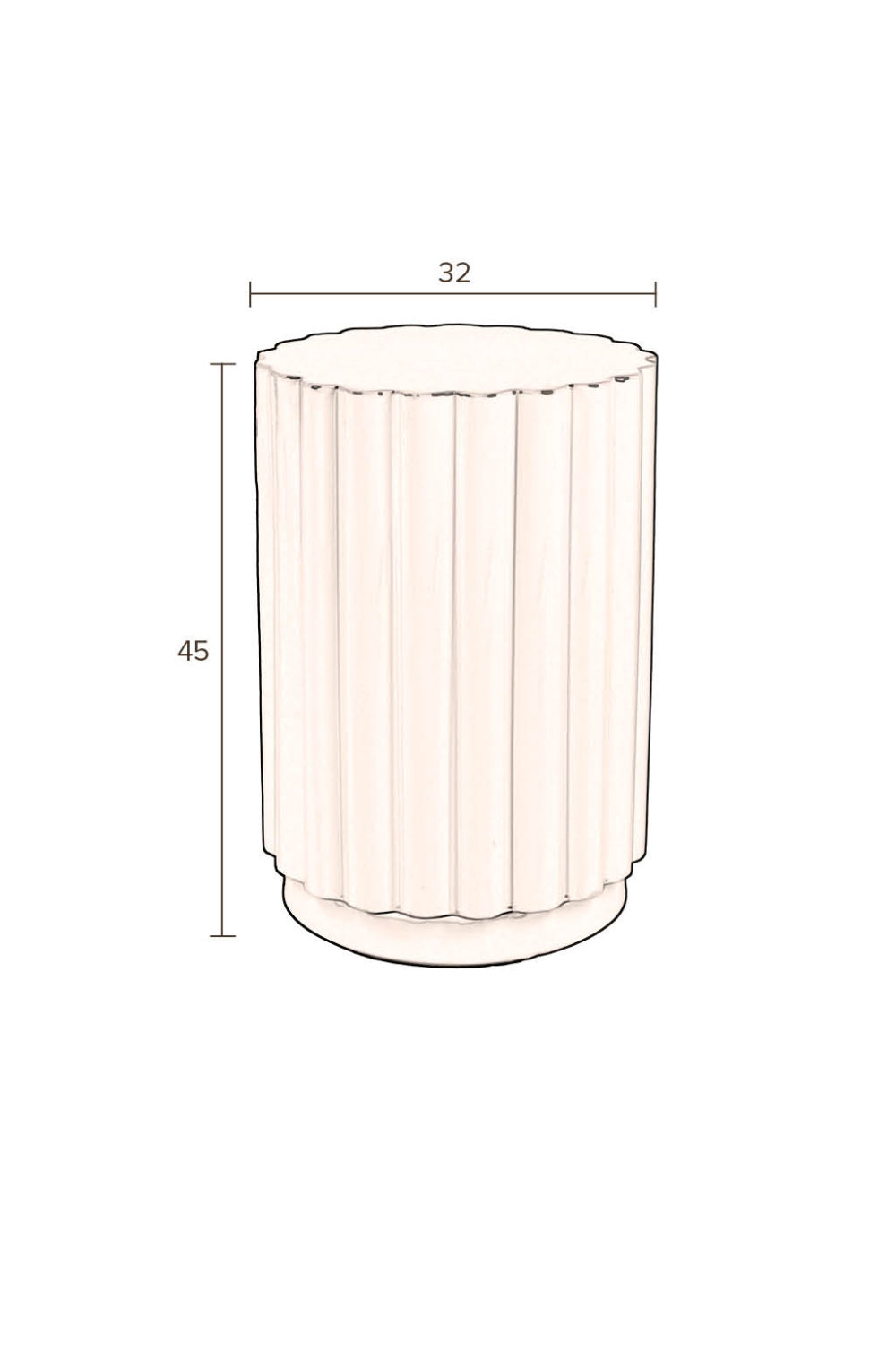 Fluted Cylindrical Stool | Dutchbone Camila | OROA.com