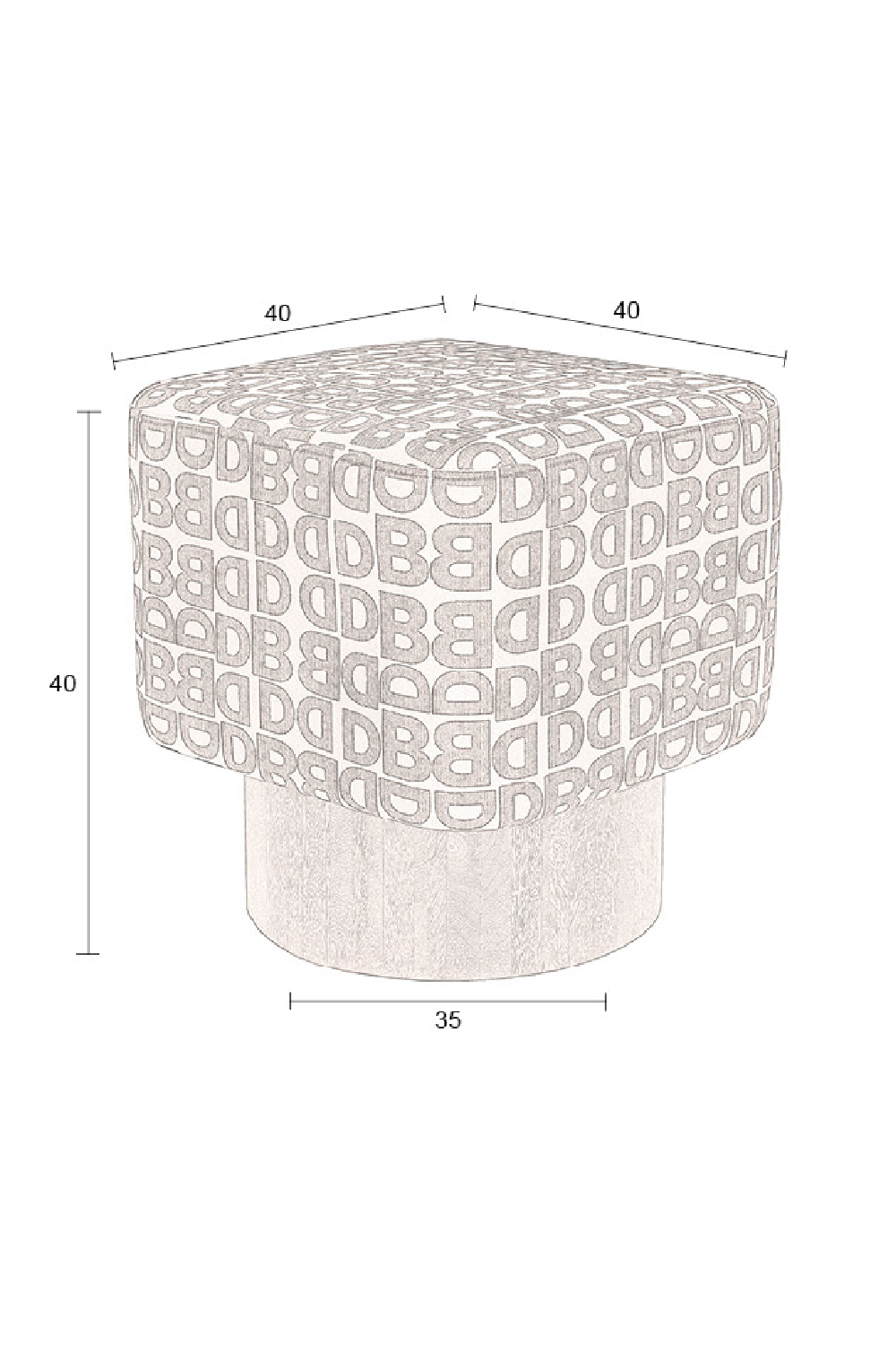 Letter Print Square Stool | Dutchbone Monogram | OROA.com