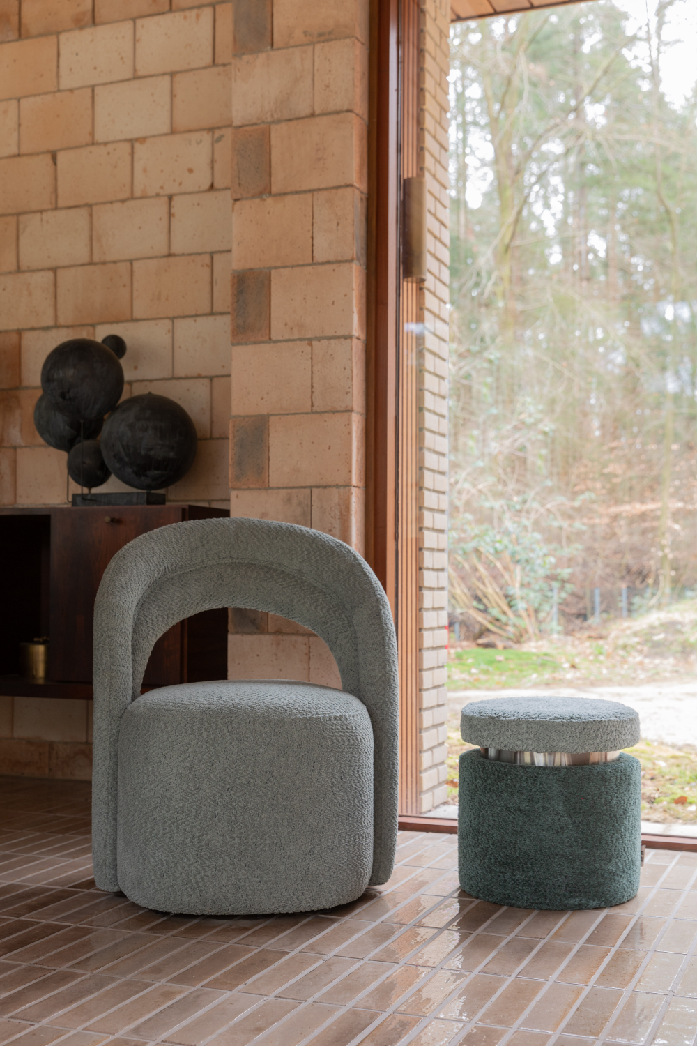 Two-Toned Boucle Stool | Dutchbone Sen | Oroa.com