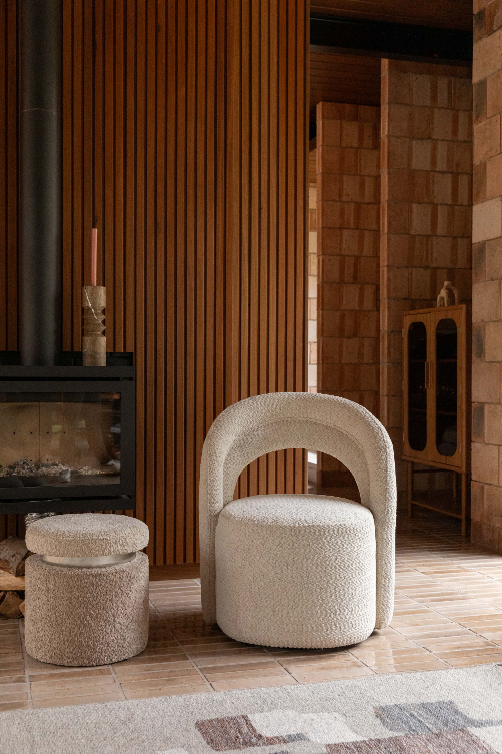 Two-Toned Boucle Stool | Oroa.com