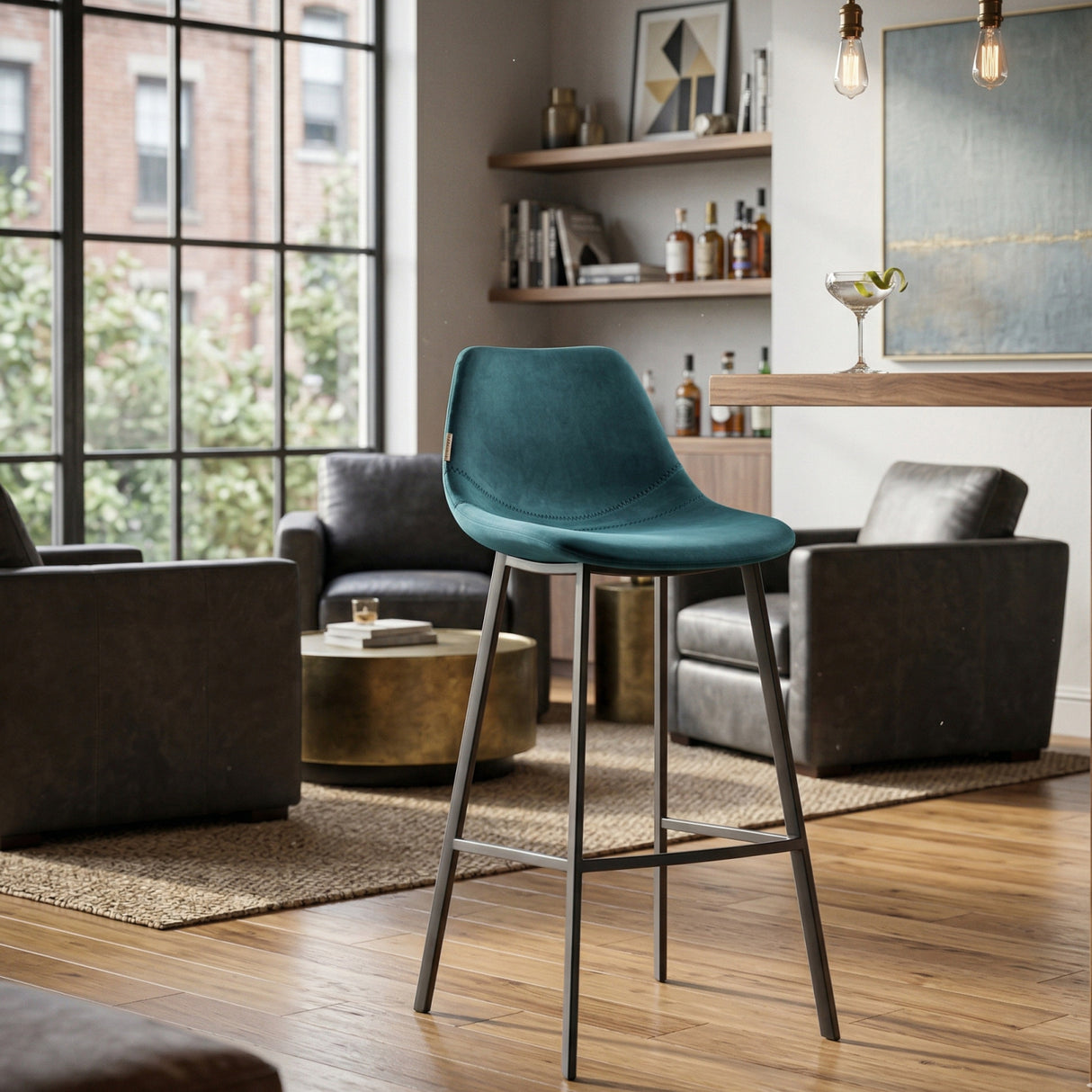 Velvet Upholstered Bar Stools (2) | Oroa.com