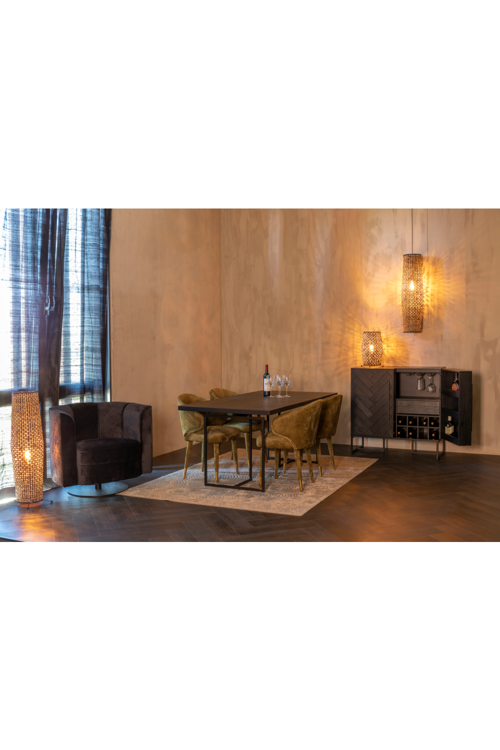 Wooden Herringbone Dining Table | Dutchbone Class | OROA.com