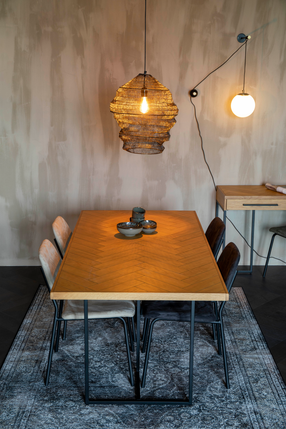 Wooden Herringbone Dining Table | Dutchbone Class | OROA.com