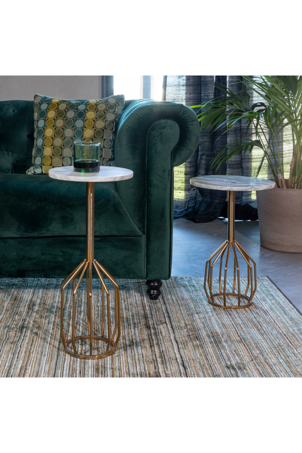 Marble Pedestal Side Table | Dutchbone Salerno | OROA.com