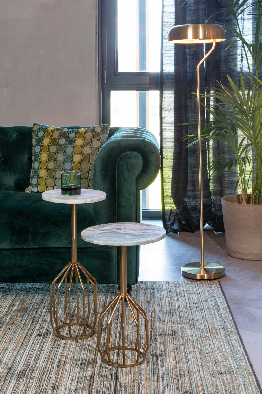 Marble Pedestal Side Table | Dutchbone Salerno | OROA.com