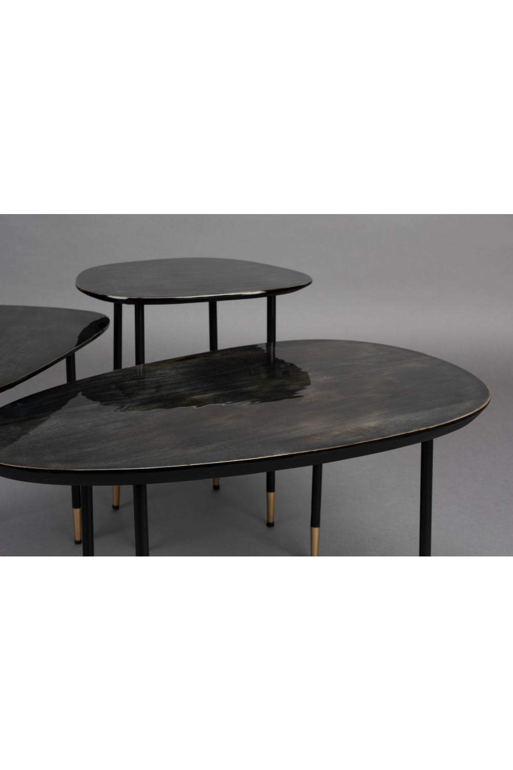 Black Iron Side Table Set (3) | Dutchbone Phyllis | OROA.com