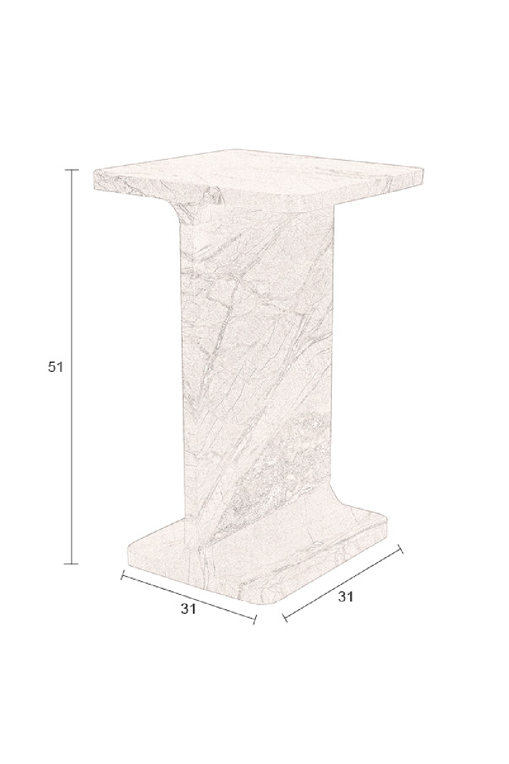 Brown Marble Square Side Table | Dutchbone Satpura | OROA.com