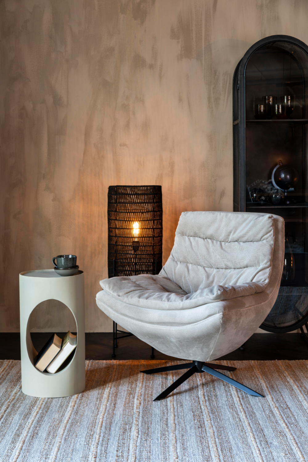 Upholstered Swivel Lounge Chair | Dutchbone Vince | OROA.com