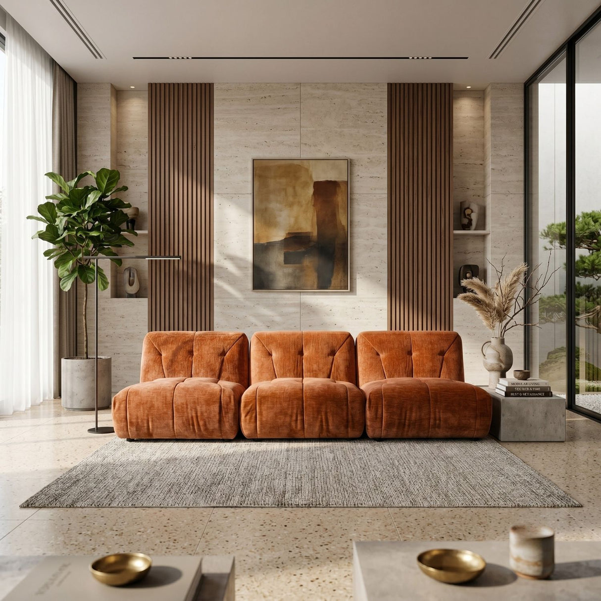 Orange Velvet Sofa | Oroa.com
