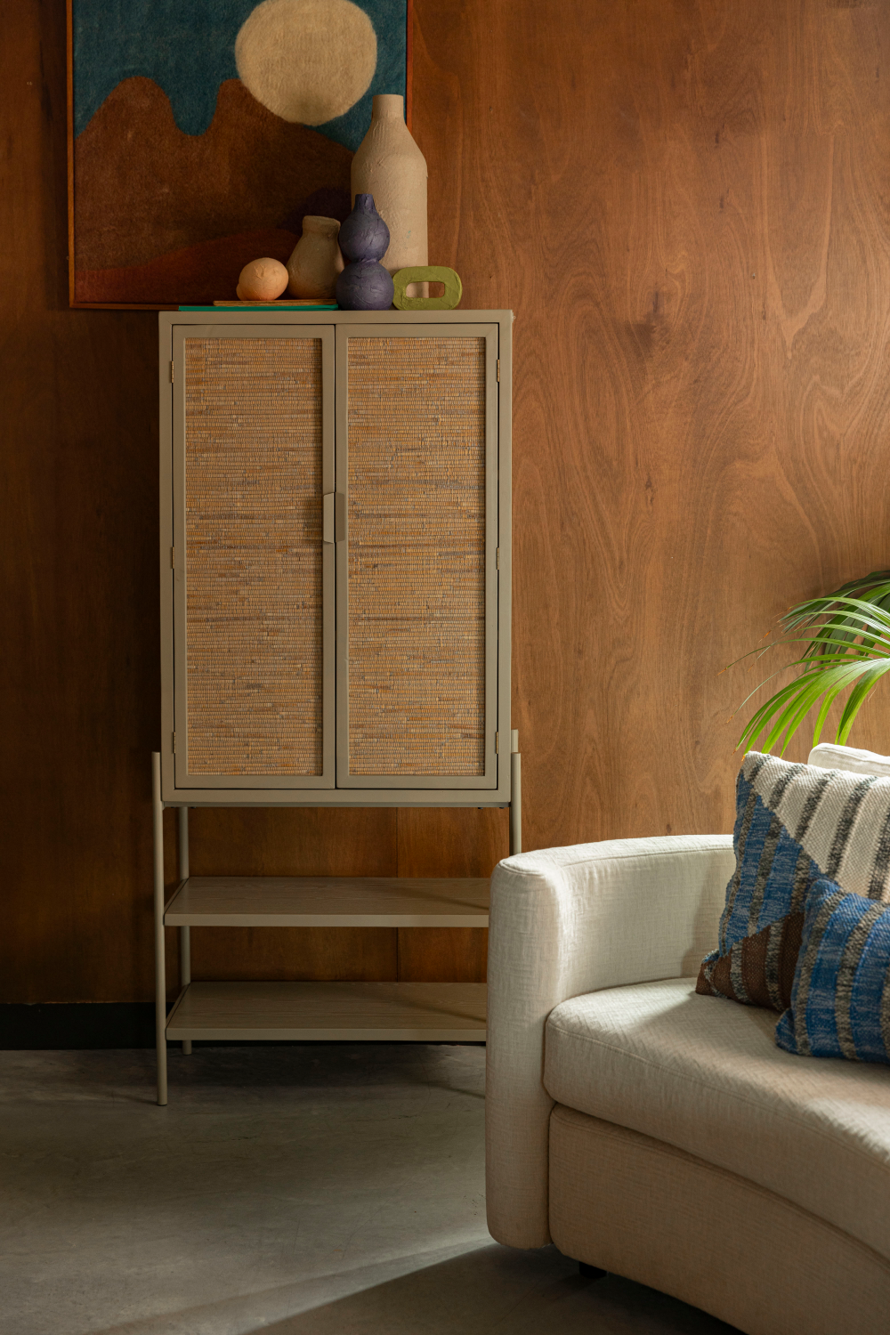 Fir & Rattan Cabinet | Dutchbone Yasu | OROA.com