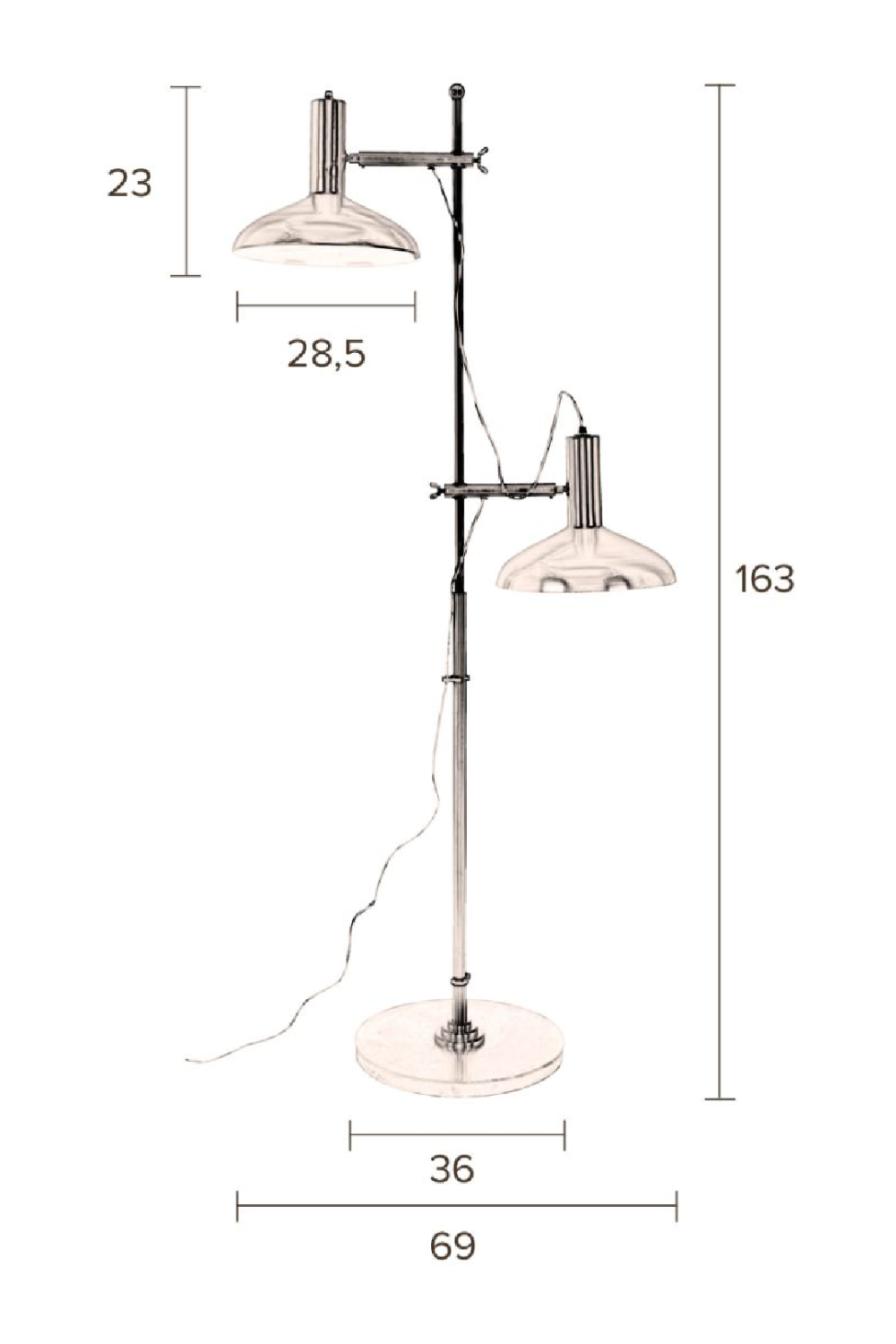 Brass 2-Light Floor Lamp | Dutchbone Karish | DutchFurniture.com