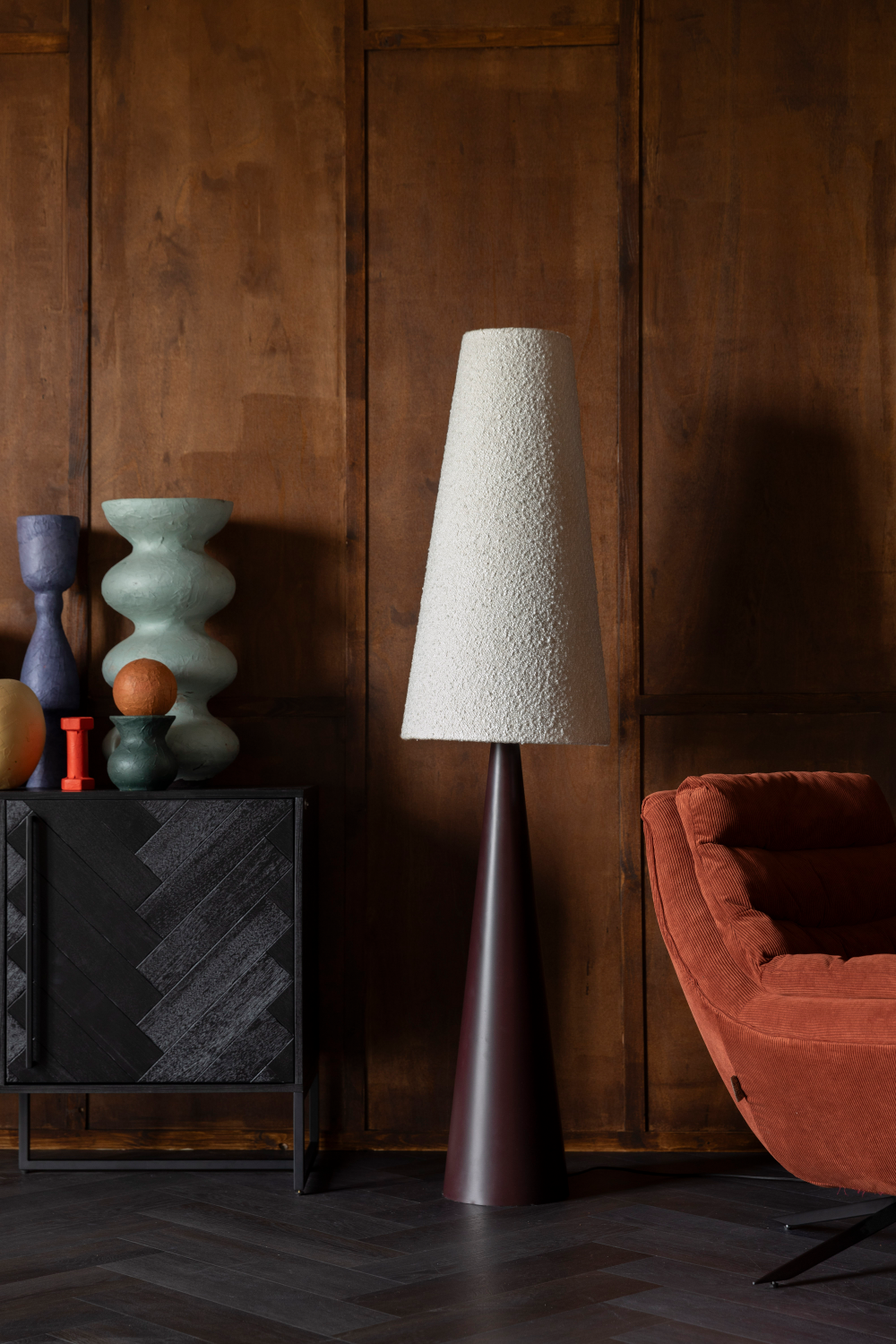 Beige Bouclé Conical Floor Lamp | Oroa.com