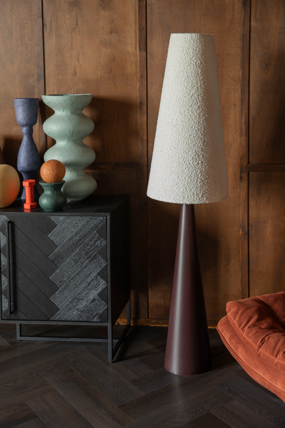 Beige Bouclé Conical Floor Lamp | Oroa.com