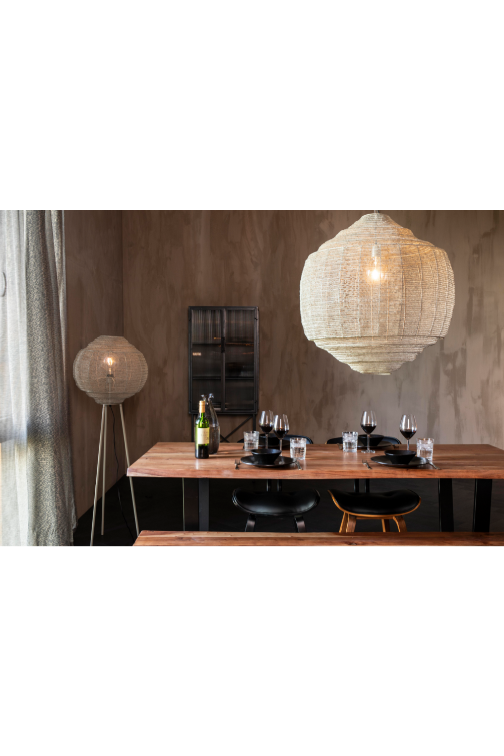 Round Gray Pendant Lamp | Dutchbone Meezan | OROA.com