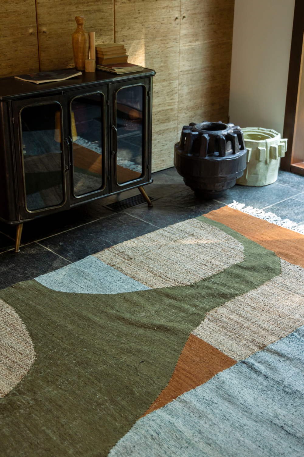 Abstract Print Fringed Carpet | Dutchbone Pavilion | OROA.com