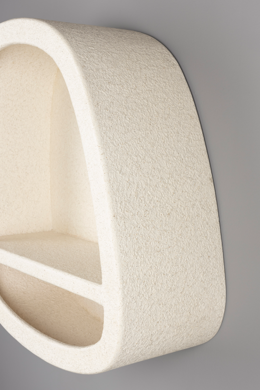 Modern European furniture - Beige Recycled Marble Single Wall Shelf - www.oroa.com