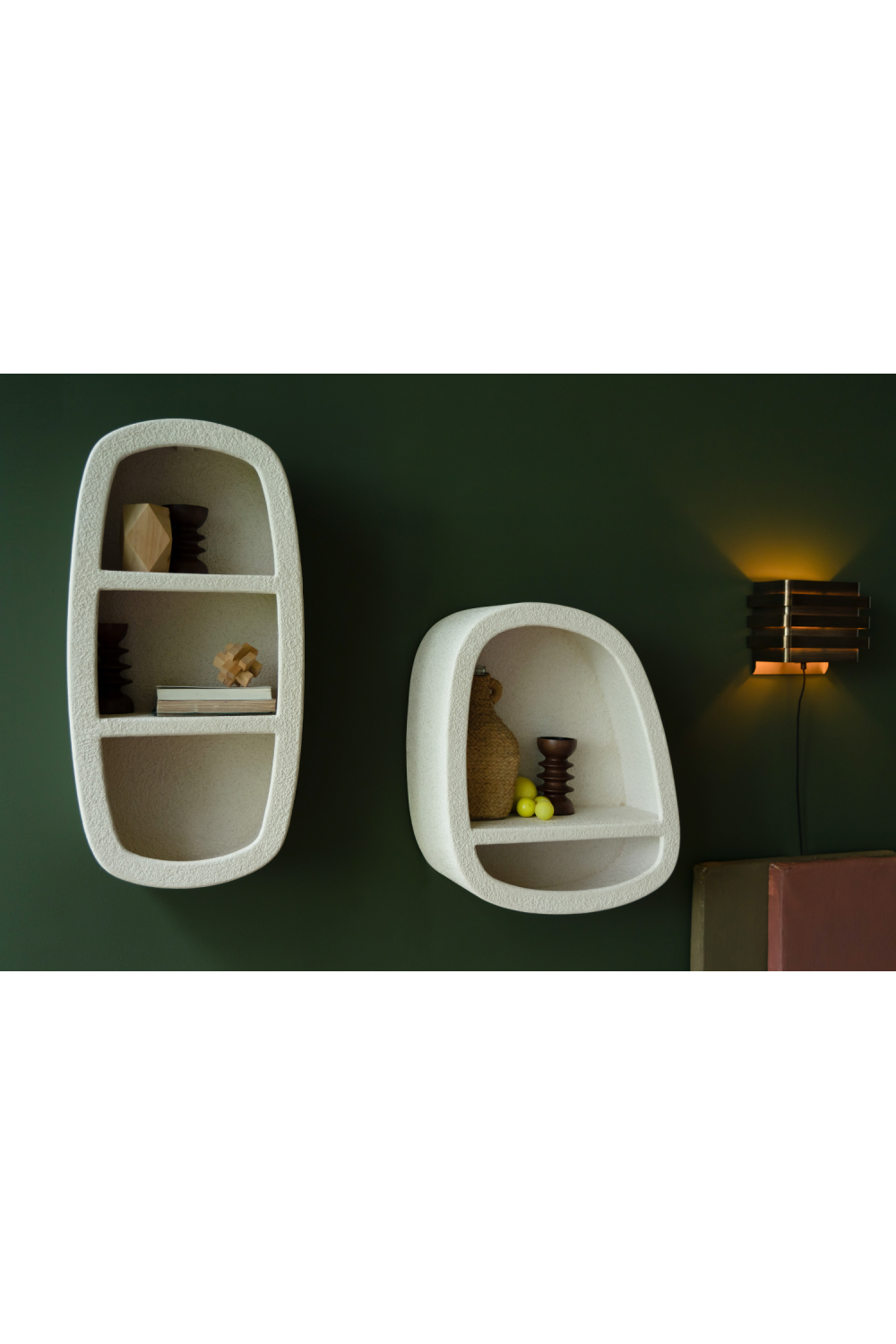 Modern European furniture - Beige Recycled Marble Single Wall Shelf - www.oroa.com