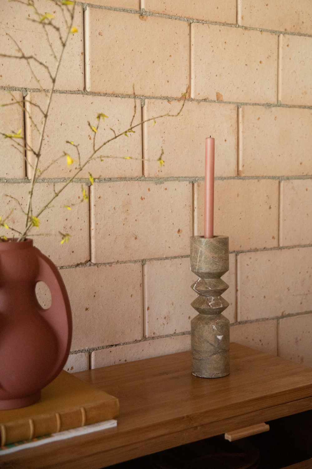 Brown Marble Candle Holder (2) | Dutchbone Satpura | OROA.com