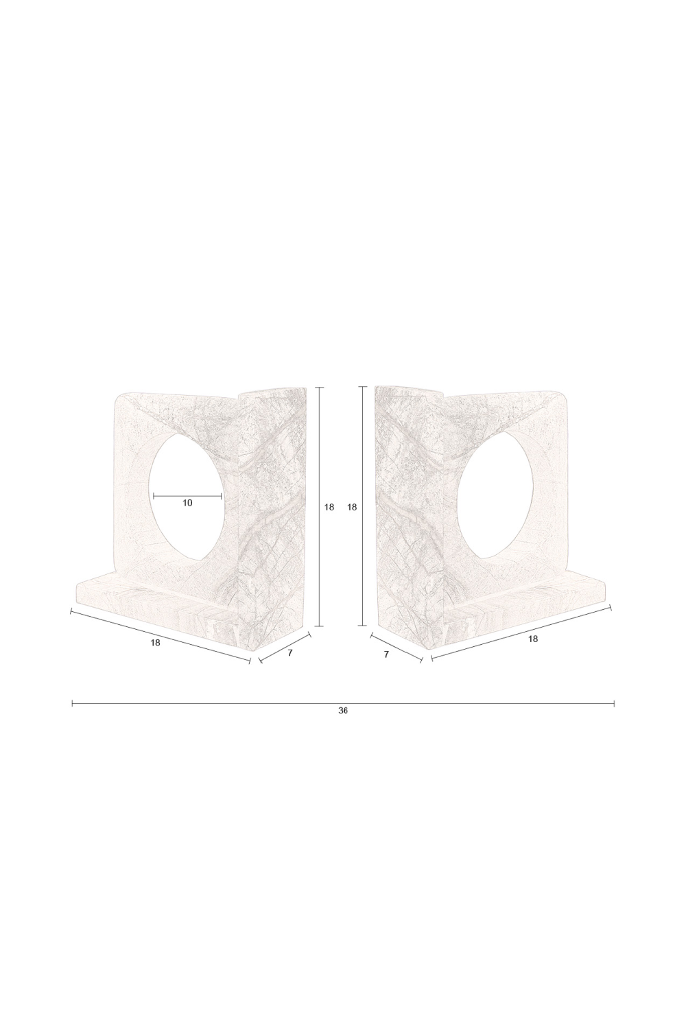 Brown Marble Book Ends (2) | Dutchbone Satpura | OROA.com