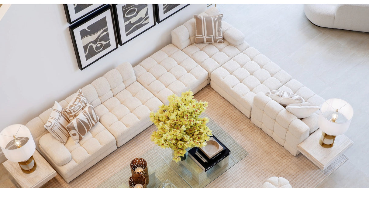 Cream Boucle Modern Sofa | Eichholtz Dean
