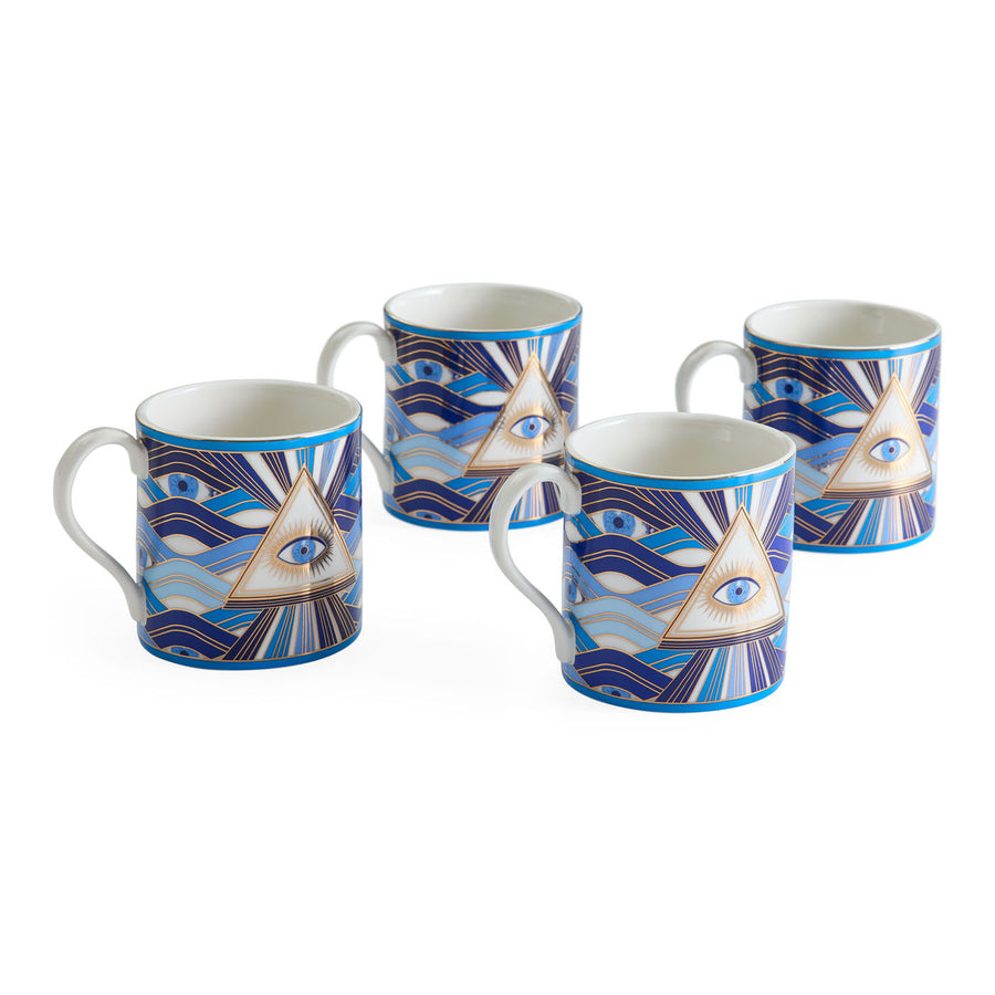 Eye Motif Gilded Porcelain Mugs (4) | Jonathan Adler Druggist | Oroa.com