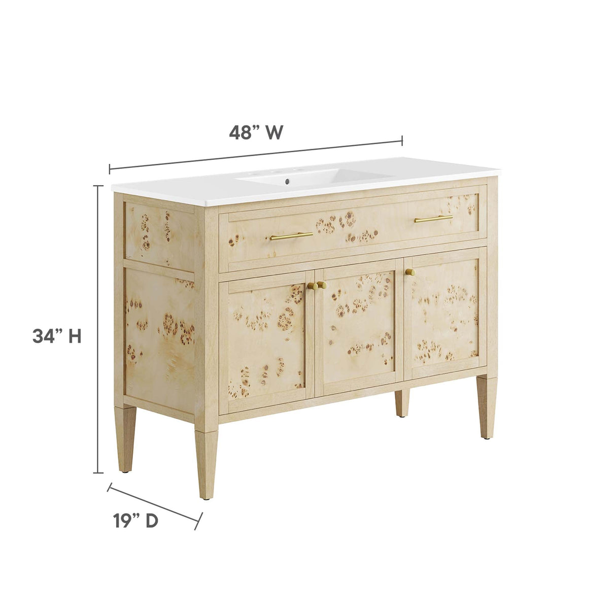 Wood Single Sink Bathroom Vanity - OROA