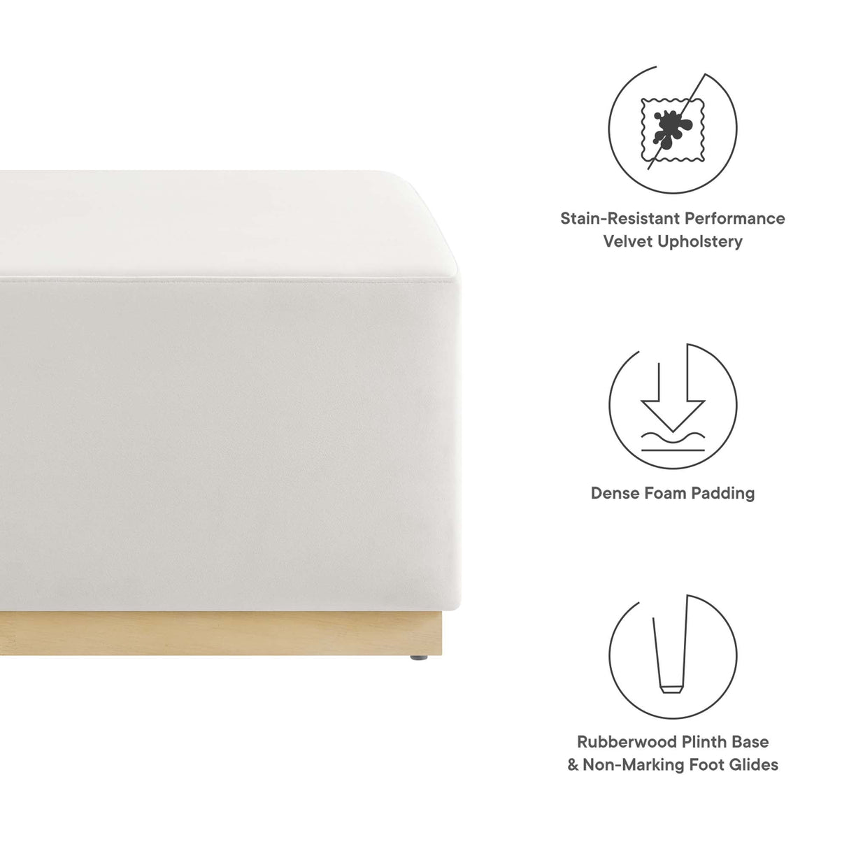 Tilden Square Velvet Upholstered Ottoman - OROA