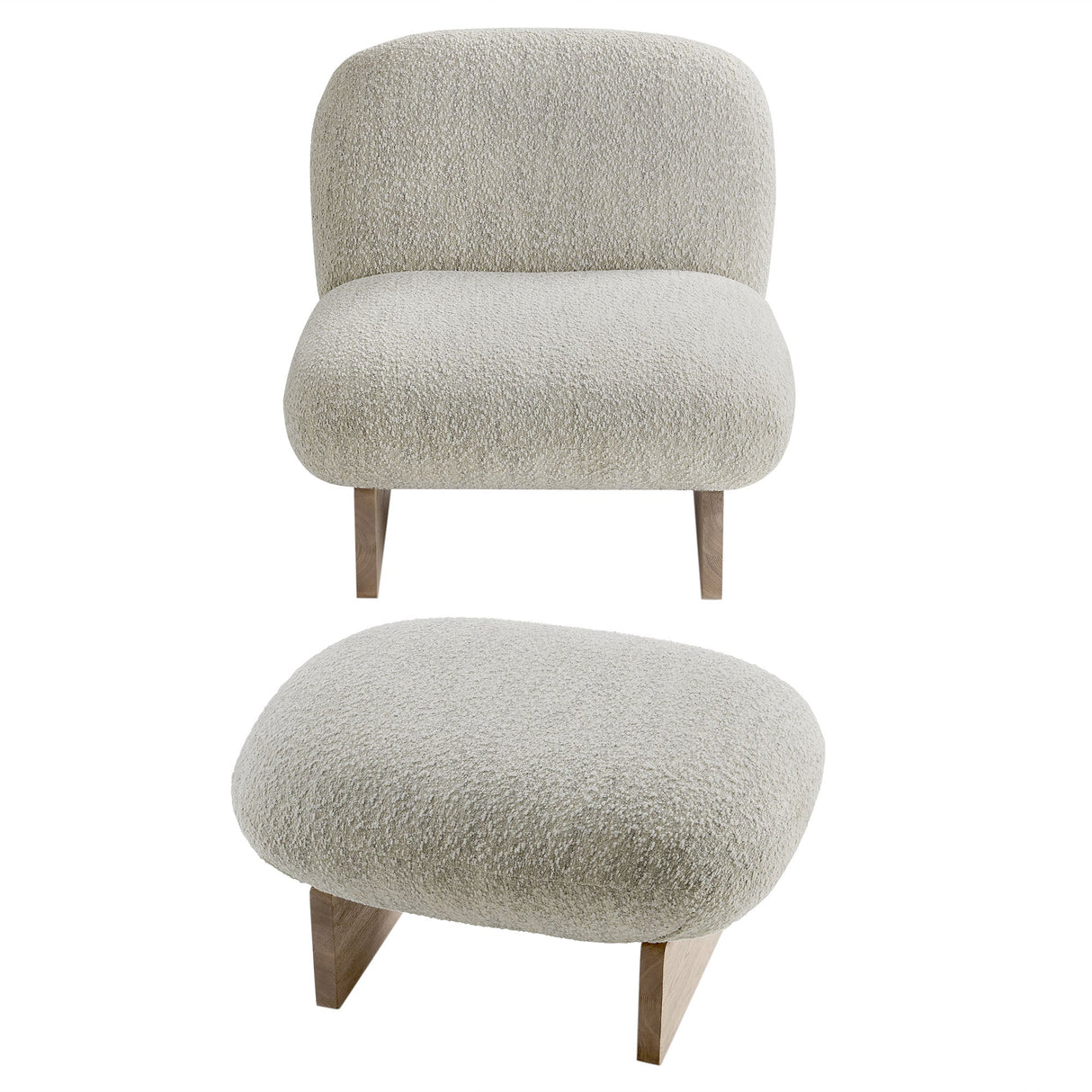 Loyal Boucle Fabric Accent Chair and Ottoman - OROA