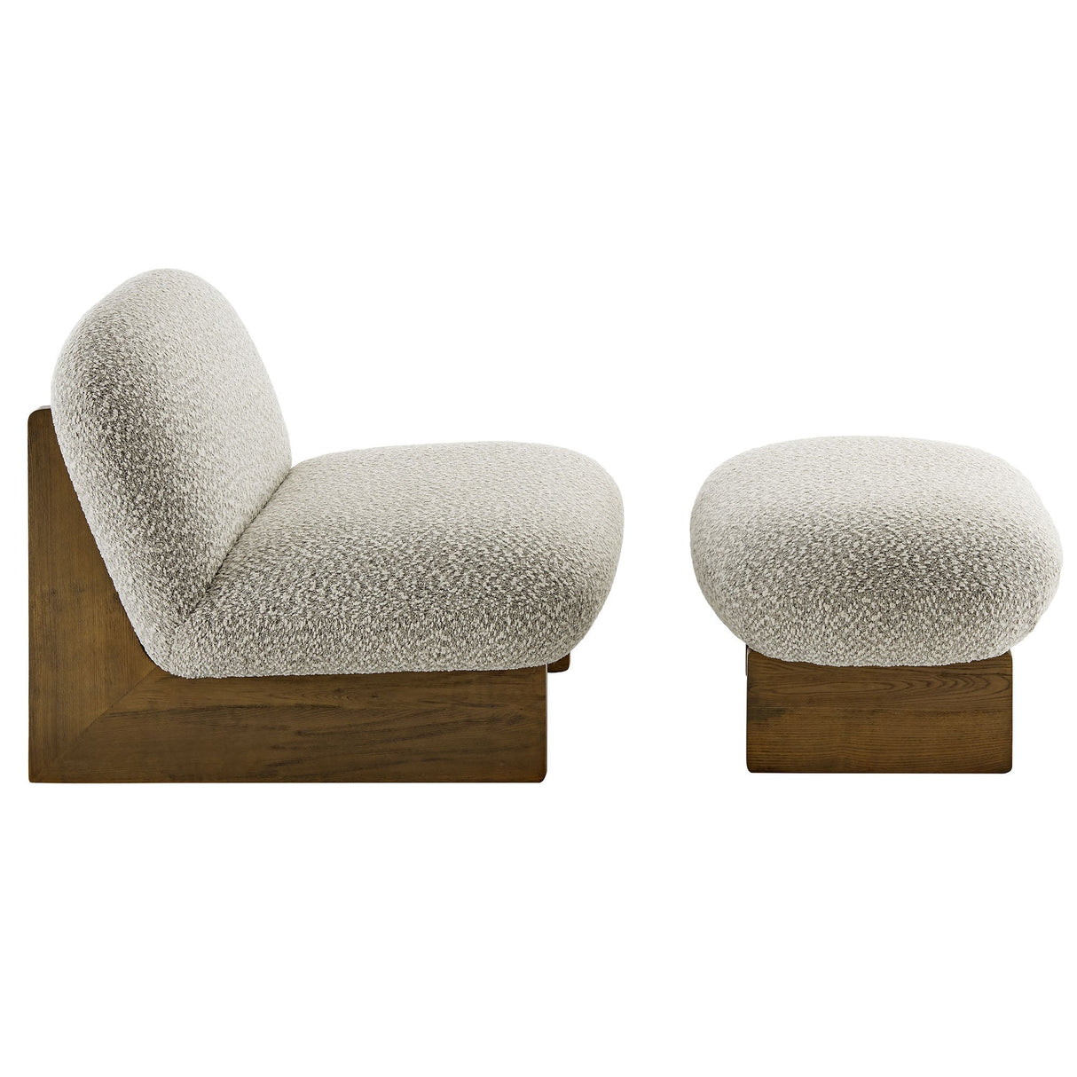 Loyal Boucle Fabric Accent Chair and Ottoman - OROA