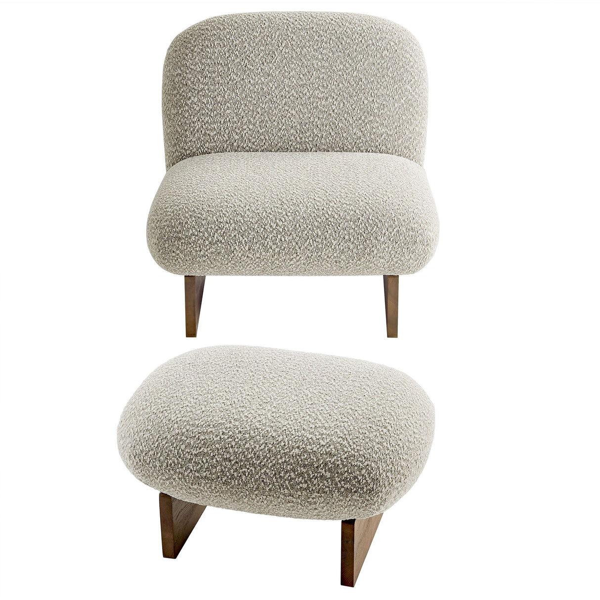 Loyal Boucle Fabric Accent Chair and Ottoman - OROA