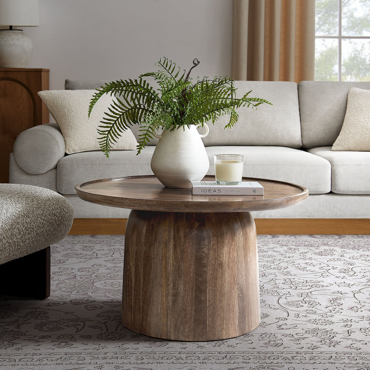 Round Mango Wood Coffee Table Holloway - OROA