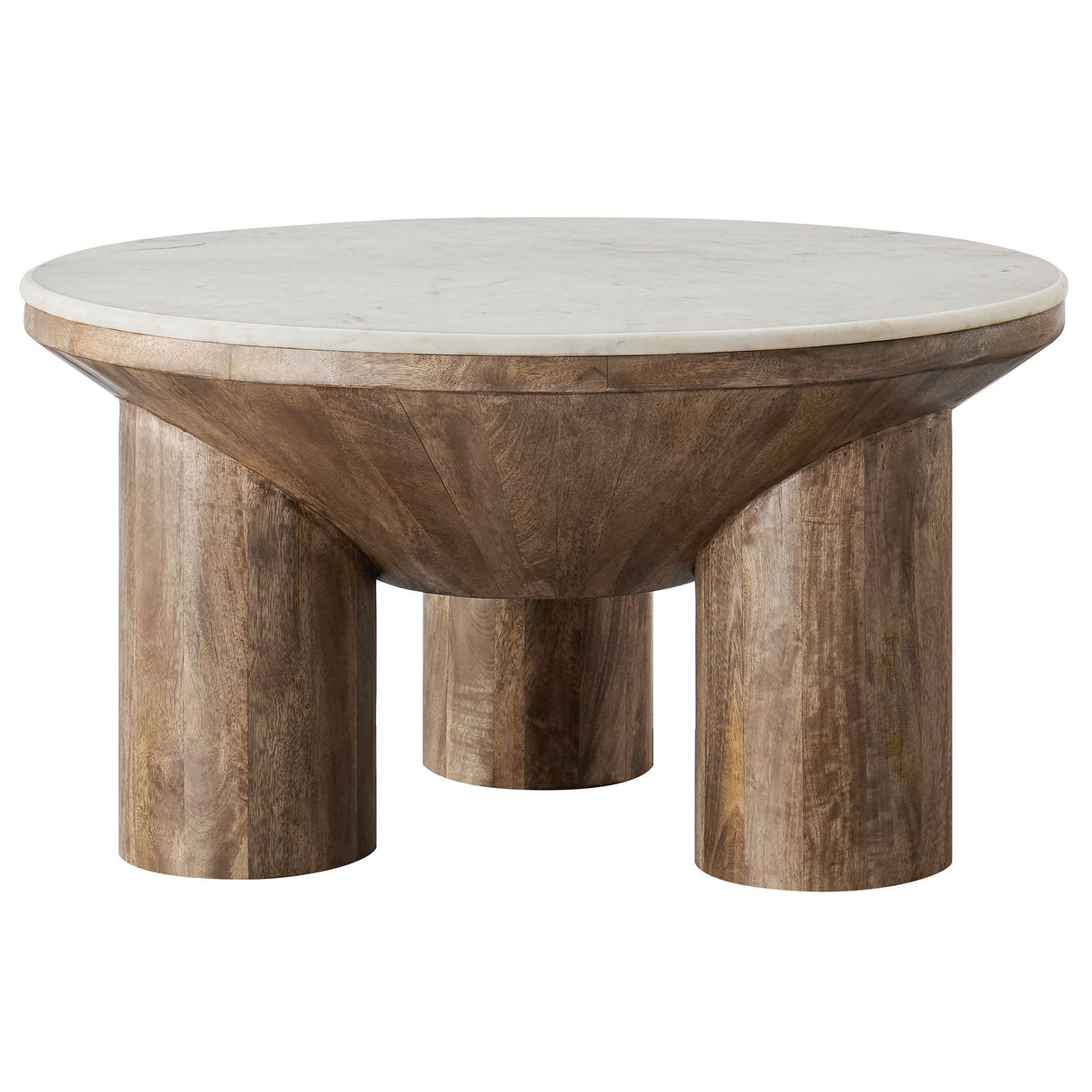 Round Wood Coffee Table With Marble Top - OROA