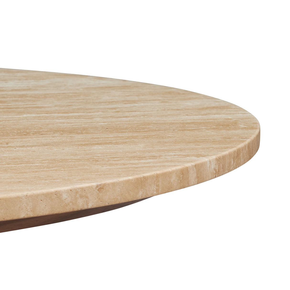 Round Travertine Coffee Table and walnut veneer - OROA