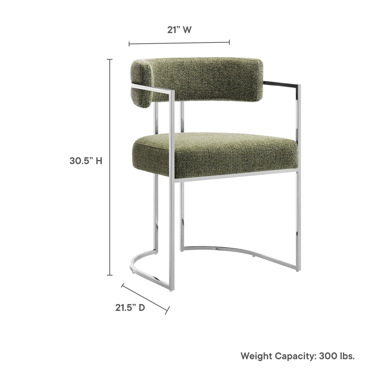 Huron Curved Back Fabric and Metal Dining Accent Chair - OROA