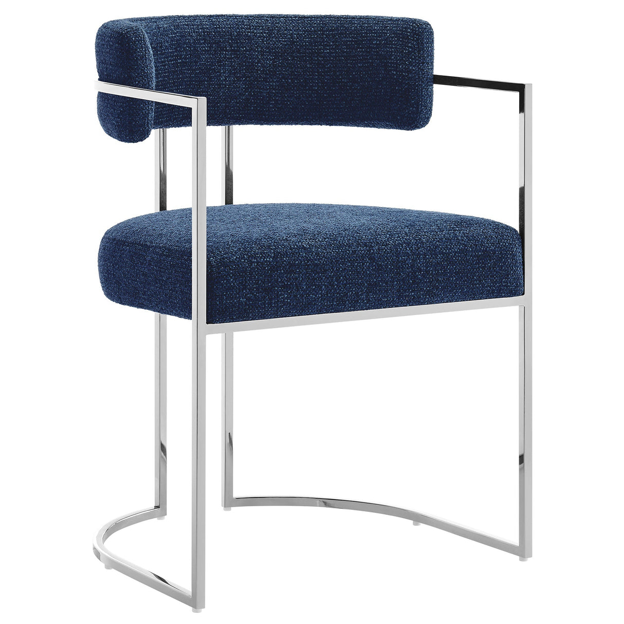 Huron Curved Back Fabric and Metal Dining Accent Chair - OROA