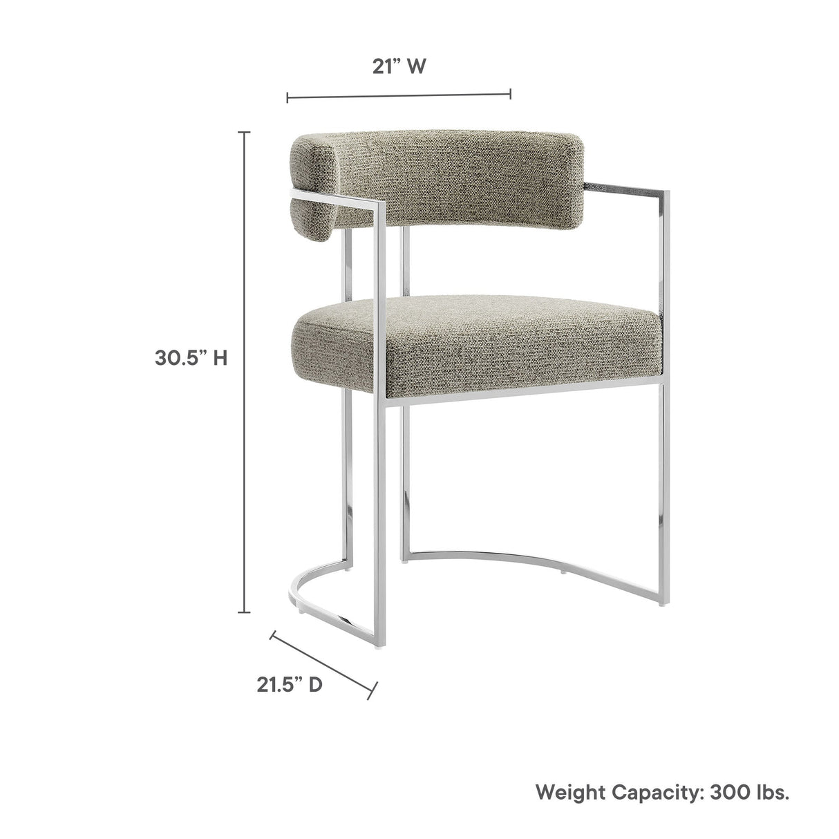 Huron Curved Back Fabric and Metal Dining Accent Chair - OROA