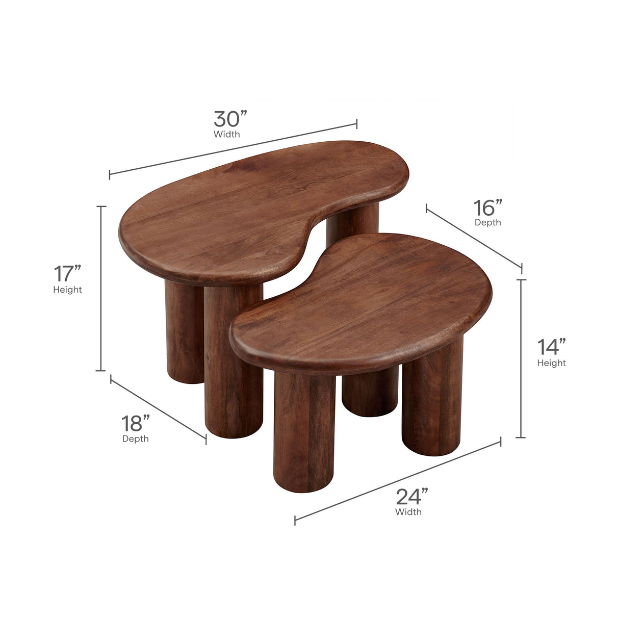 Mango Wood Nesting Coffee Tables (S/2) - OROA