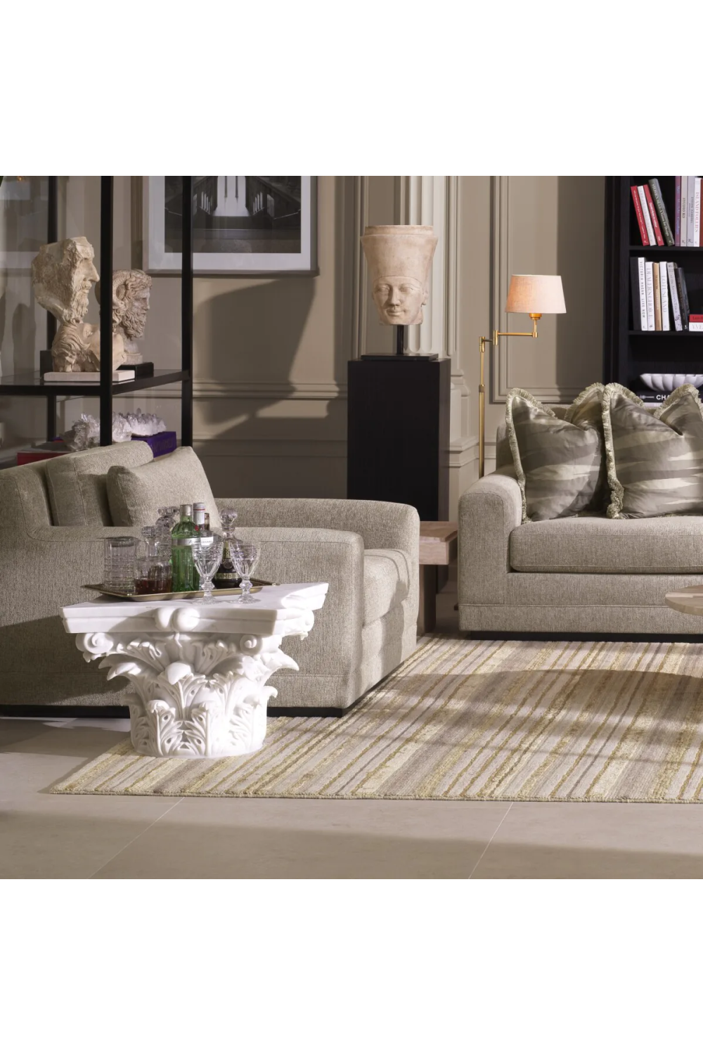 Carved White Marble Coffee Table | Met x Eichholtz Acanthus | Oroatrade.com