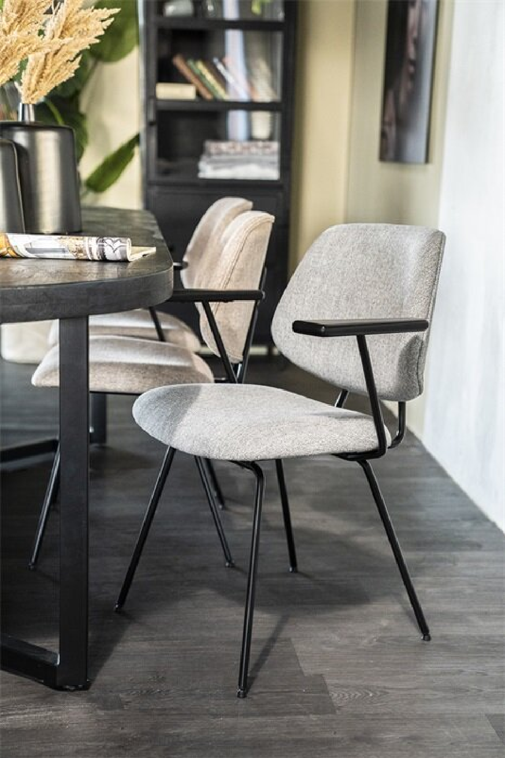 Gray Fletcher Dining Chair With Armrest | Eleonora Lynn | OROA.com