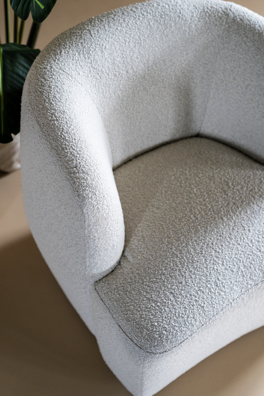 Boucle Upholstered Barrel Chair | Eleonora Charlotte | OROA.com